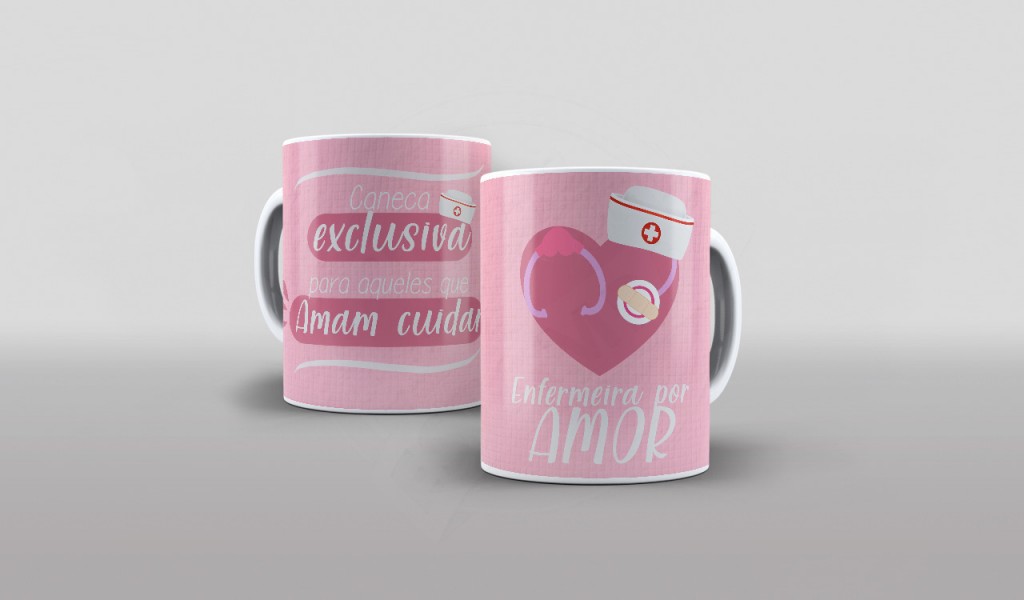 ARTE PARA CANECA ENFERMEIRA POR AMOR-367