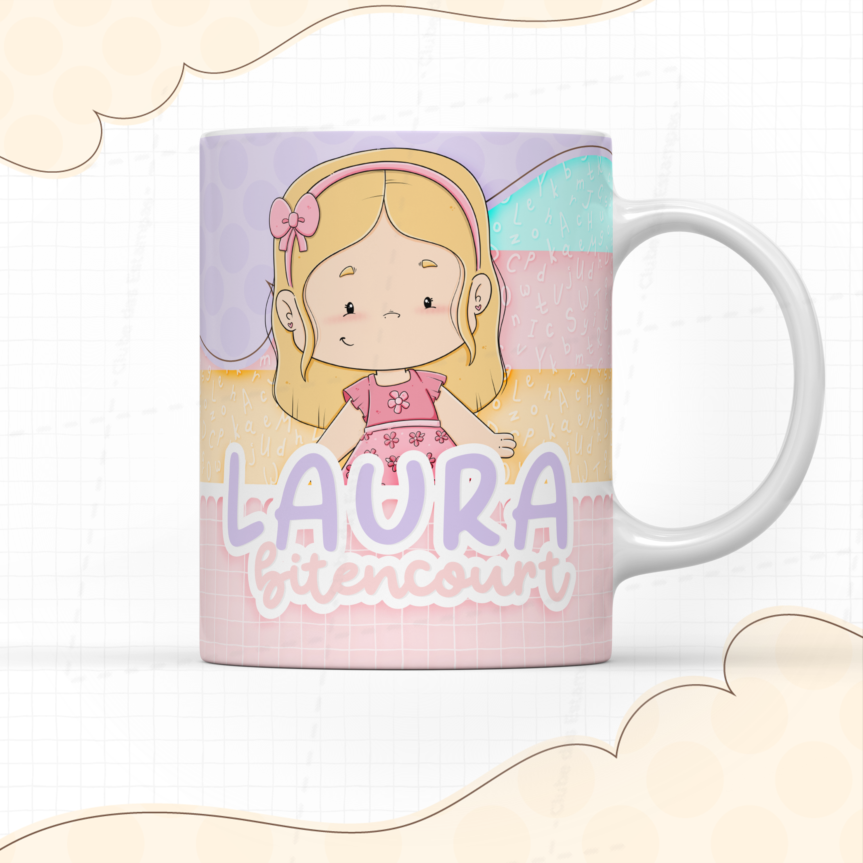 Arte para caneca menina loira com nome-7960